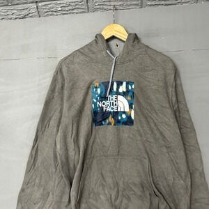The North Face Mens Grey Graphic Box Logo Pullover Hoodie Large Regular NF0A3X9I